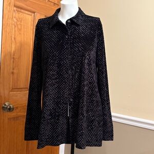 NWOT Dennis Basso Dark Textured Shirt Jacket Sz.M